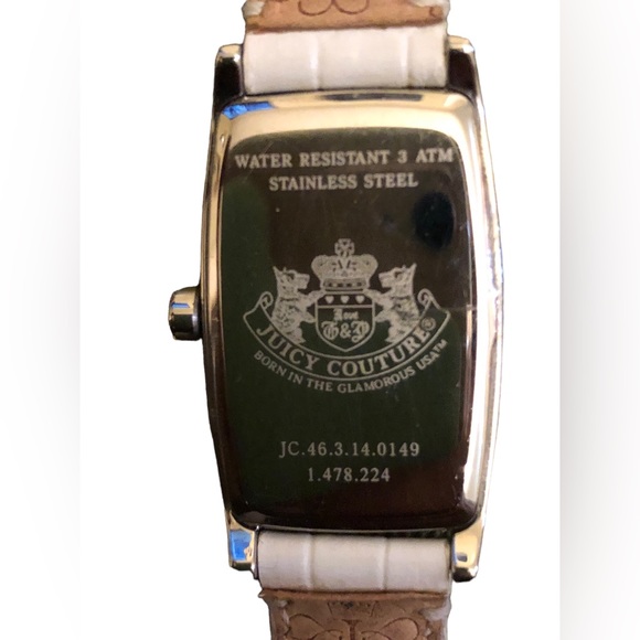 Juicy Couture White Leather Watch silver tone case white dial good condition - Picture 10 of 11